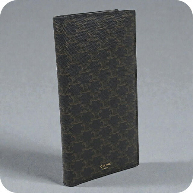 中古 セリーヌ 長財布二折 メンズ ブランド CELINE トリオンフキャンバス バーティカルウォレット ブラウン 財布 USDCE102994011