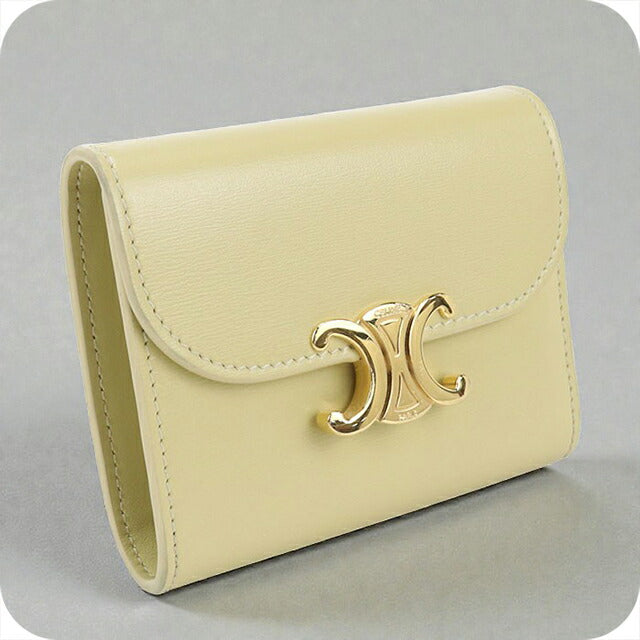二手CELINE Trifold钱包女装品牌CELINE Triomphe小翻盖钱包10D78 3DPV黄色钱包USDCE104139011