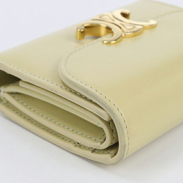 二手CELINE Trifold钱包女装品牌CELINE Triomphe小翻盖钱包10D78 3DPV黄色钱包USDCE104139011