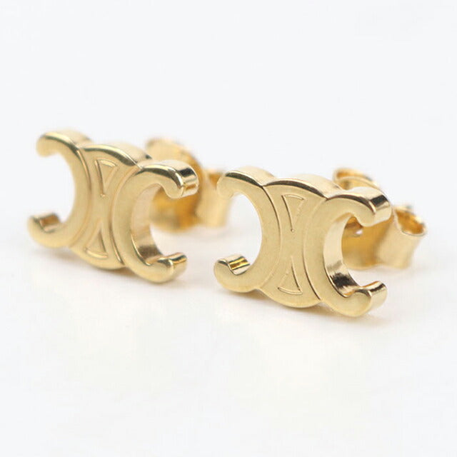 中古 セリーヌ ピアス レディース ブランド CELINE トリオンフ スタッズ ピアス 461CY6BRA.35OR ゴールド アクセサリー USDCE104320011