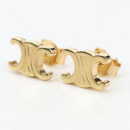 中古 セリーヌ ピアス レディース ブランド CELINE トリオンフ スタッズ ピアス 461CY6BRA.35OR ゴールド アクセサリー USDCE104320011