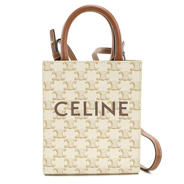 中古 セリーヌ ハンドバッグ レディース ブランド CELINE トリオンフキャンバス ミニ バーティカルカバ 194372BZK ホワイト USDCE104658011