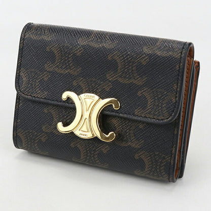 中古 セリーヌ 三つ折り財布 レディース ブランド CELINE トリオンフキャンバス コイン入付き コンパクトウォレット 10I652DS3.04LU 財布 USDCE104769011