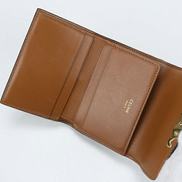 中古 セリーヌ 三つ折り財布 レディース ブランド CELINE トリオンフキャンバス コイン入付き コンパクトウォレット 10I652DS3.04LU 財布 USDCE104769011
