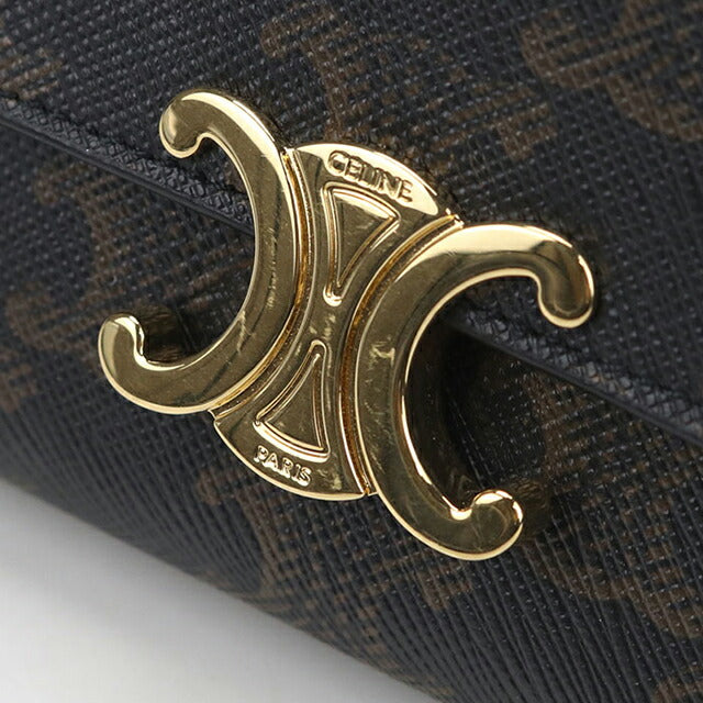 中古 セリーヌ 三つ折り財布 レディース ブランド CELINE トリオンフキャンバス コイン入付き コンパクトウォレット 10I652DS3.04LU 財布 USDCE104769011