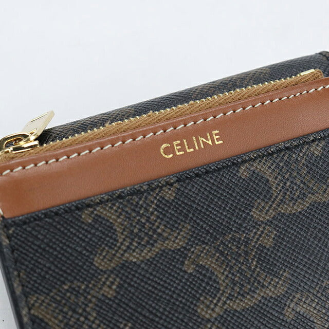 中古 セリーヌ 三つ折り財布 レディース ブランド CELINE トリオンフキャンバス コイン入付き コンパクトウォレット 10I652DS3.04LU 財布 USDCE104769011