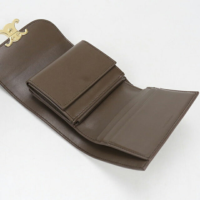 二手CELINE Trifold钱包女装品牌CELINE Triomphe小翻盖钱包10D783DPV棕色钱包USDCE105137011