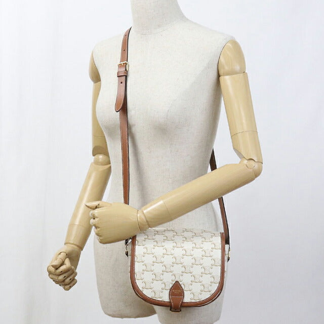CELINE(セリーヌ) ショルダーバッグ ファルコ ミディアムバッグ/トリオンフキャンバス アイボリー×ベージュ×ブラウン CELINE - CELINE(セリーヌ) ショルダーバッグ ファルコ ミディアム
