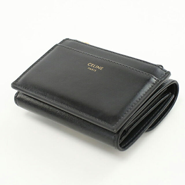 中古 セリーヌ 三つ折り財布 レディース ブランド CELINE トリオンフ コンパクトウォレット 10I653DPV.38NO ブラック 財布 USDCE105888011