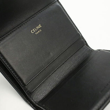 中古 セリーヌ 三つ折り財布 レディース ブランド CELINE トリオンフ コンパクトウォレット 10I653DPV.38NO ブラック 財布 USDCE105888011