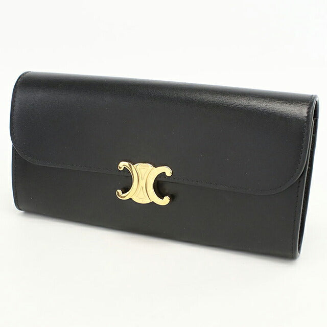 Used Celine long wallet bi-fold ladies brand CELINE Triomphe large wallet black wallet USDCE106001011