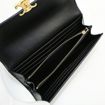 Used Celine long wallet bi-fold ladies brand CELINE Triomphe large wallet black wallet USDCE106001011