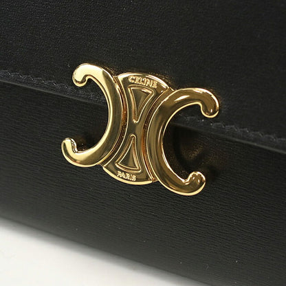 Used Celine long wallet bi-fold ladies brand CELINE Triomphe large wallet black wallet USDCE106001011