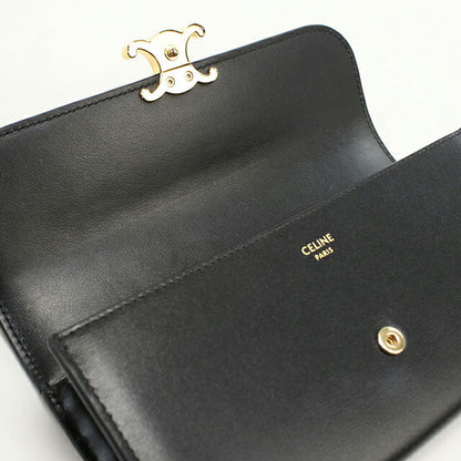 Used Celine long wallet bi-fold ladies brand CELINE Triomphe large wallet black wallet USDCE106001011