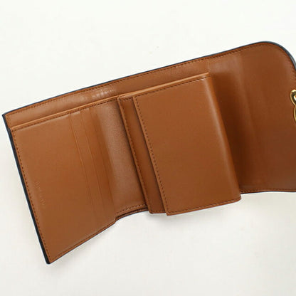 中古 セリーヌ 三つ折り財布 レディース ブランド CELINE トリオンフ スモール フラップ ウォレット レザー 10D78 ベージュ 財布 USDCE106008011