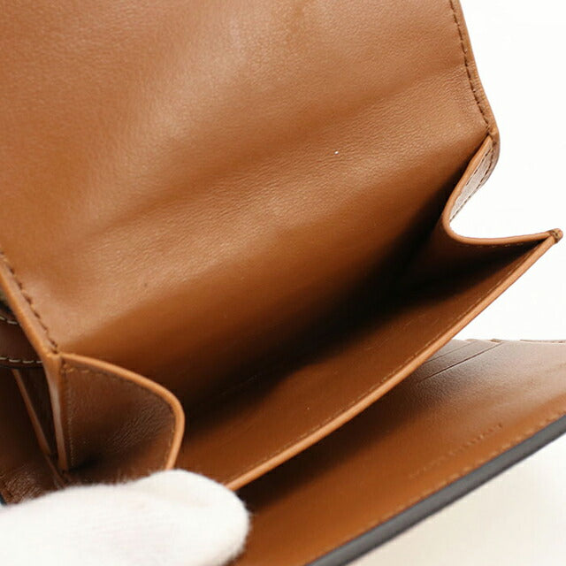 中古 セリーヌ 三つ折り財布 レディース ブランド CELINE トリオンフ スモール フラップ ウォレット レザー 10D78 ベージュ 財布 USDCE106008011