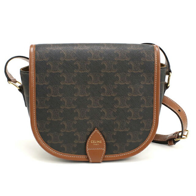 中古 セリーヌ 斜め掛け ショルダーバッグ レディース ブランド CELINE トリオンフキャンバス フォルコ ミディアム 191502BZJ ブラウン USDCE106393011