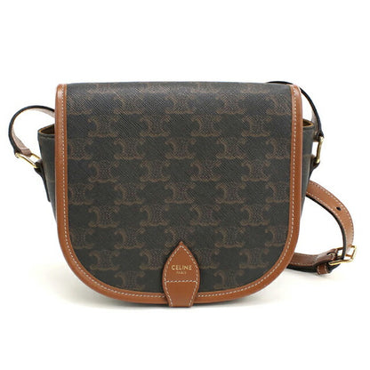中古 セリーヌ 斜め掛け ショルダーバッグ レディース ブランド CELINE トリオンフキャンバス フォルコ ミディアム 191502BZJ ブラウン USDCE106393011