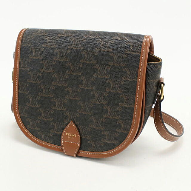 中古 セリーヌ 斜め掛け ショルダーバッグ レディース ブランド CELINE トリオンフキャンバス フォルコ ミディアム 191502BZJ ブラウン USDCE106393011