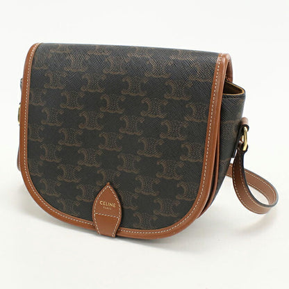 中古 セリーヌ 斜め掛け ショルダーバッグ レディース ブランド CELINE トリオンフキャンバス フォルコ ミディアム 191502BZJ ブラウン USDCE106393011