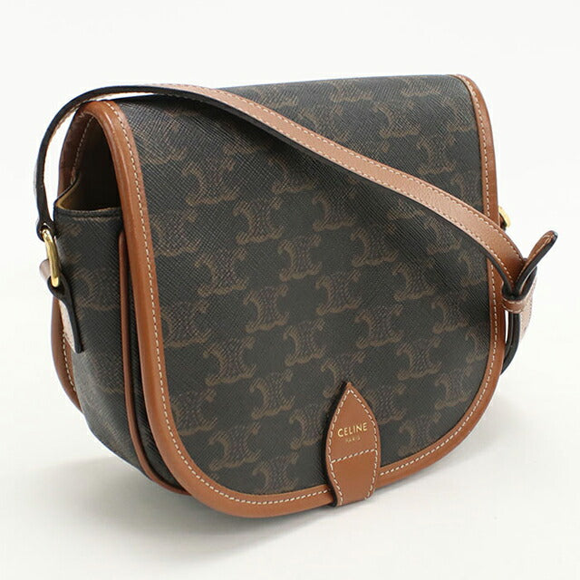 中古 セリーヌ 斜め掛け ショルダーバッグ レディース ブランド CELINE トリオンフキャンバス フォルコ ミディアム 191502BZJ ブラウン USDCE106393011
