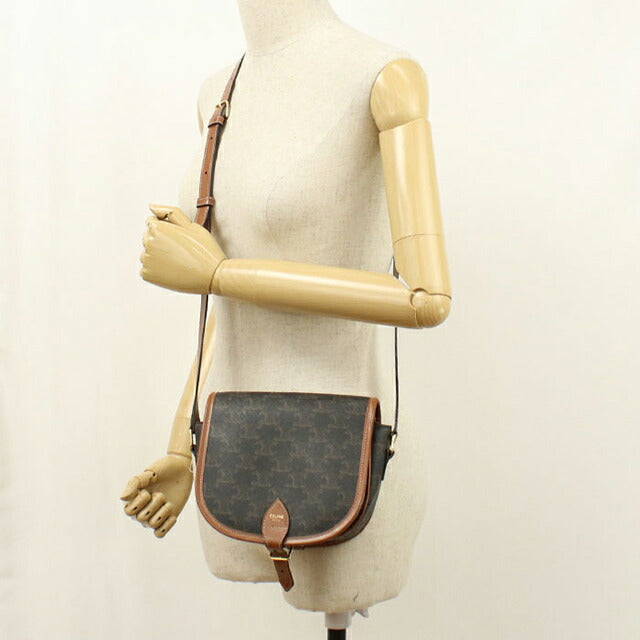 中古 セリーヌ 斜め掛け ショルダーバッグ レディース ブランド CELINE トリオンフキャンバス フォルコ ミディアム 191502BZJ ブラウン USDCE106393011