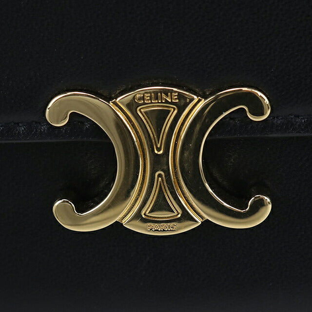 中古 セリーヌ 長財布二折 レディース ブランド CELINE トリオンフ ラージウォレット ブラック 財布 USDCE106615011