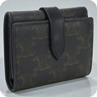 中古 セリーヌ 三つ折り財布 メンズ ブランド CELINE トリオンフキャンバス ブラック 財布 USDCE106620011