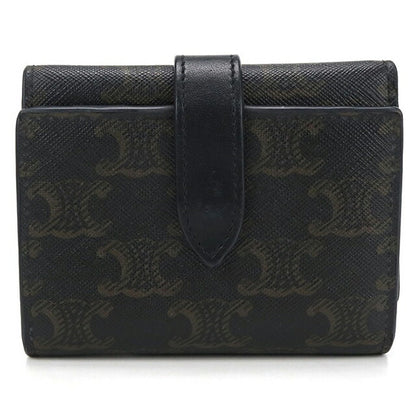 中古 セリーヌ 三つ折り財布 メンズ ブランド CELINE トリオンフキャンバス ブラック 財布 USDCE106620011