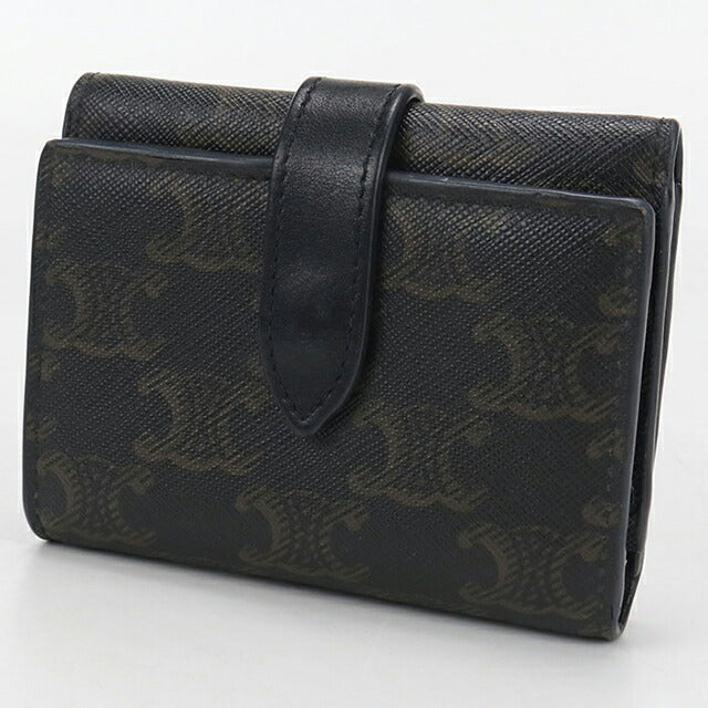 CELINE セリーヌ トリオンフ キャンバス 三つ折り財布 ブラック/タン 中古 セリーヌ 三つ折り財布 メンズ ブランド CELINE トリオンフ