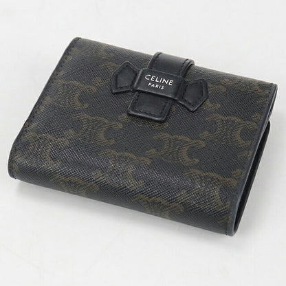 中古 セリーヌ 三つ折り財布 メンズ ブランド CELINE トリオンフキャンバス ブラック 財布 USDCE106620011