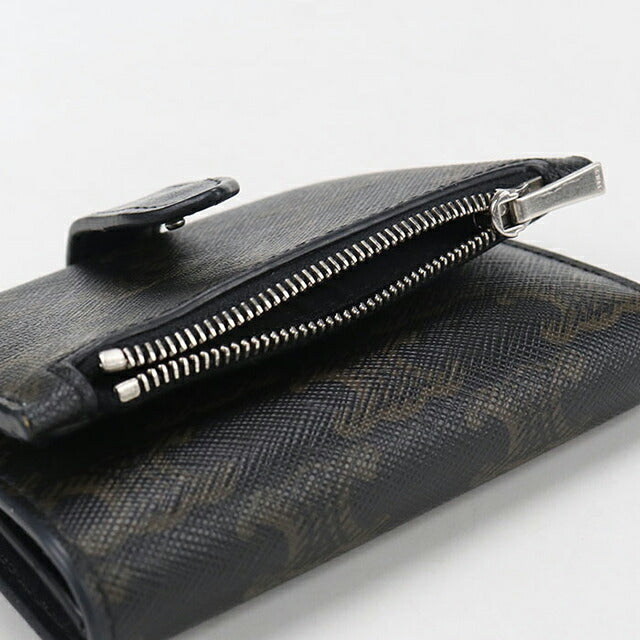 中古 セリーヌ 三つ折り財布 メンズ ブランド CELINE トリオンフキャンバス ブラック 財布 USDCE106620011