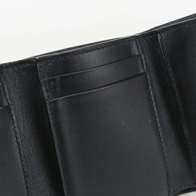 CELINE トリオンフ レザー 三つ折り財布 ブラック 中古 CELINE（セリーヌ） トリオンフ 三つ折り財布 ブラック レザー