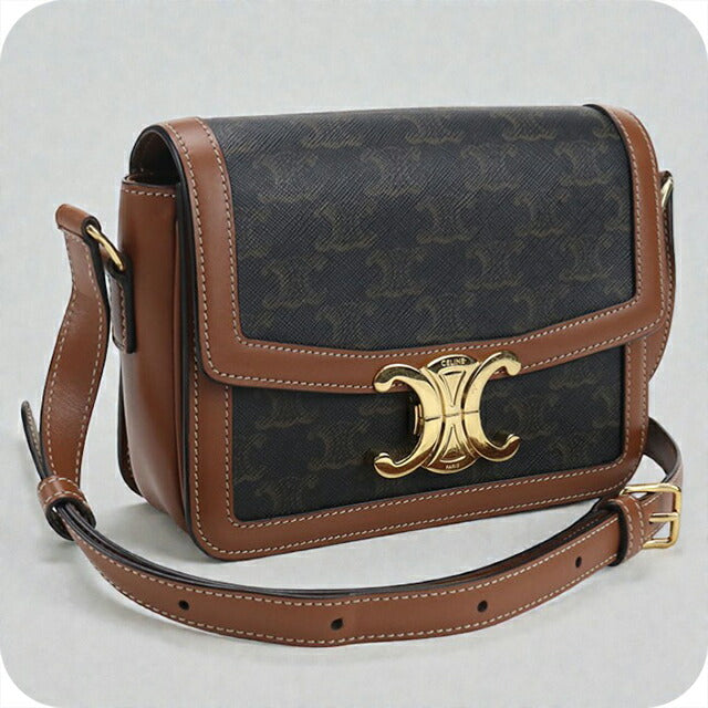 中古 セリーヌ 斜め掛け ショルダーバッグ レディース ブランド CELINE トリオンフキャンバス ティーン トリオンフバッグ ブラウン バッグ USDCE106701011