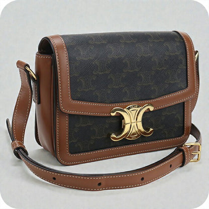 中古 セリーヌ 斜め掛け ショルダーバッグ レディース ブランド CELINE トリオンフキャンバス ティーン トリオンフバッグ ブラウン バッグ USDCE106701011