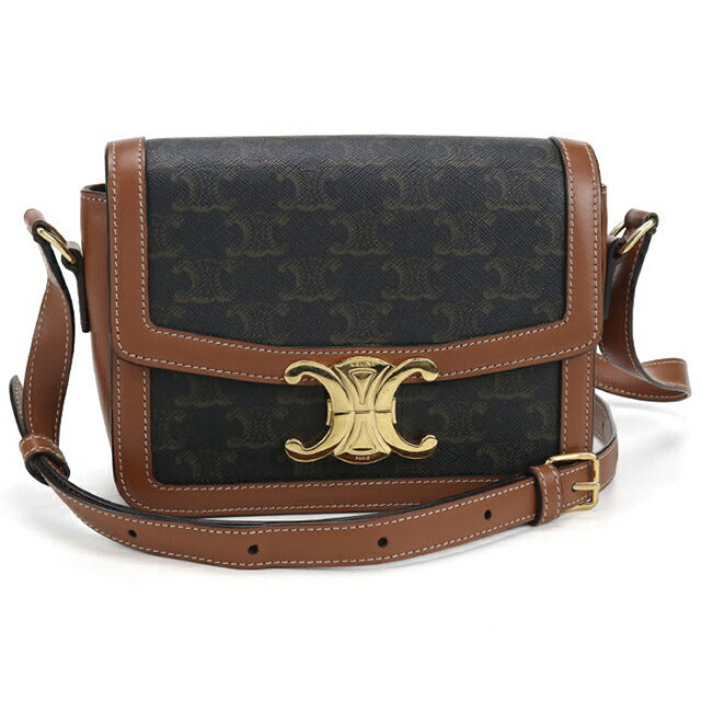 中古 セリーヌ 斜め掛け ショルダーバッグ レディース ブランド CELINE トリオンフキャンバス ティーン トリオンフバッグ ブラウン バッグ USDCE106701011
