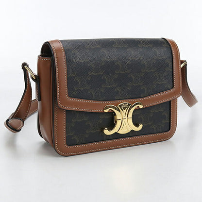 中古 セリーヌ 斜め掛け ショルダーバッグ レディース ブランド CELINE トリオンフキャンバス ティーン トリオンフバッグ ブラウン バッグ USDCE106701011