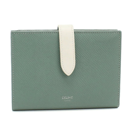 中古 セリーヌ 二折財布 レディース ブランド CELINE ストラップウォレット グリーン 財布 USDCE107074011