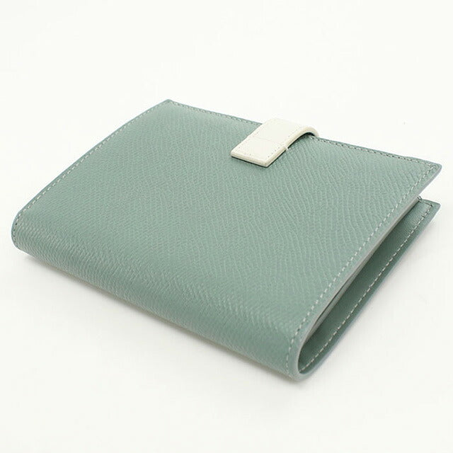 CELINE ミントグリーン 二つ折り財布 中古 セリーヌ 二折財布 レディース ブランド CELINE ストラップ