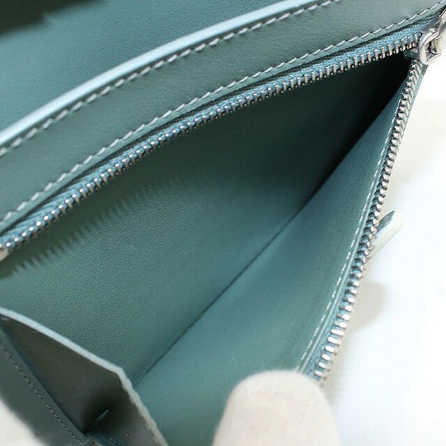 中古 セリーヌ 二折財布 レディース ブランド CELINE ストラップウォレット グリーン 財布 USDCE107074011