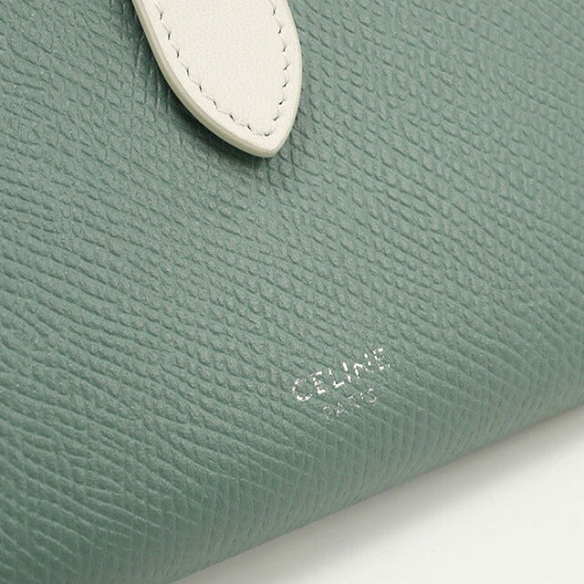 中古 セリーヌ 二折財布 レディース ブランド CELINE ストラップウォレット グリーン 財布 USDCE107074011