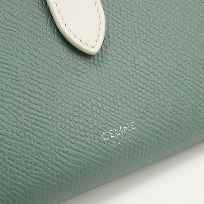 中古 セリーヌ 二折財布 レディース ブランド CELINE ストラップウォレット グリーン 財布 USDCE107074011