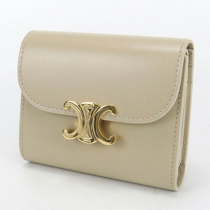 二手Celine Trifold钱包女装品牌CELINE Triomphe小翻盖钱包10D783DPV米色钱包USDCE107393011