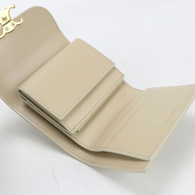 二手Celine Trifold钱包女装品牌CELINE Triomphe小翻盖钱包10D783DPV米色钱包USDCE107393011