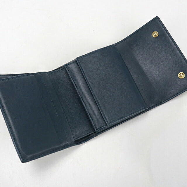 中古 セリーヌ 三つ折り財布 三折財布 レディース ブランド CELINE トリオンフ スモールフラップウォレット ネイビー 財布 USDCE107555011