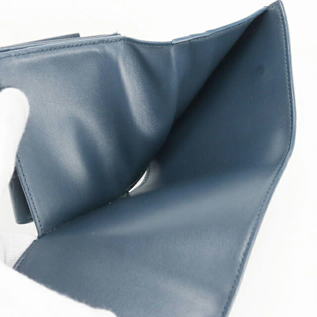 中古 セリーヌ 三つ折り財布 三折財布 レディース ブランド CELINE トリオンフ スモールフラップウォレット ネイビー 財布 USDCE107555011
