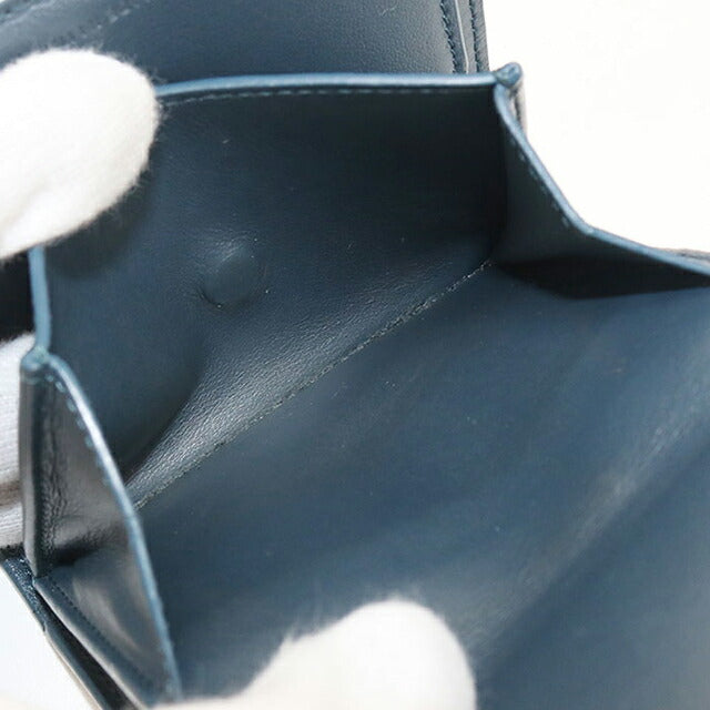 中古 セリーヌ 三つ折り財布 三折財布 レディース ブランド CELINE トリオンフ スモールフラップウォレット ネイビー 財布 USDCE107555011