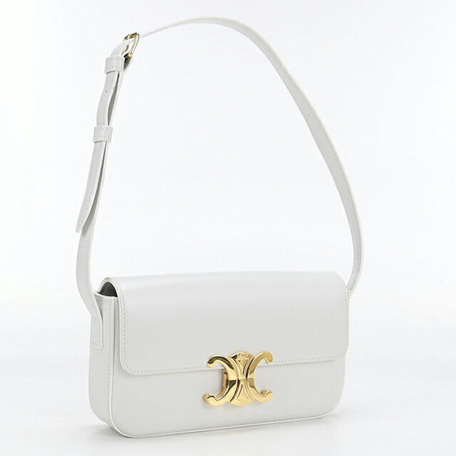 CELINE セリーヌ トリオンフ フラップショルダーバッグ ホワイト 中古 セリーヌ ショルダーバッグ レディース ブランド CELINE