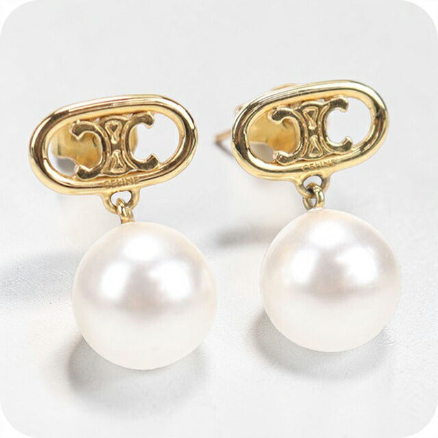 中古 セリーヌ ピアス レディース ブランド CELINE トリオンフ パール ゴールド アクセサリー USDCE108218011