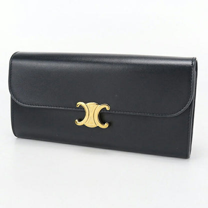 Used Celine long wallet bi-fold ladies brand CELINE Triomphe large wallet 10E313DPV.38NO black USDCE108307011